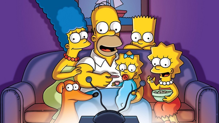 The Simpsons Family Watching TV