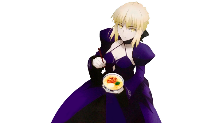 Saber Alter from Fate/Grand Order eating