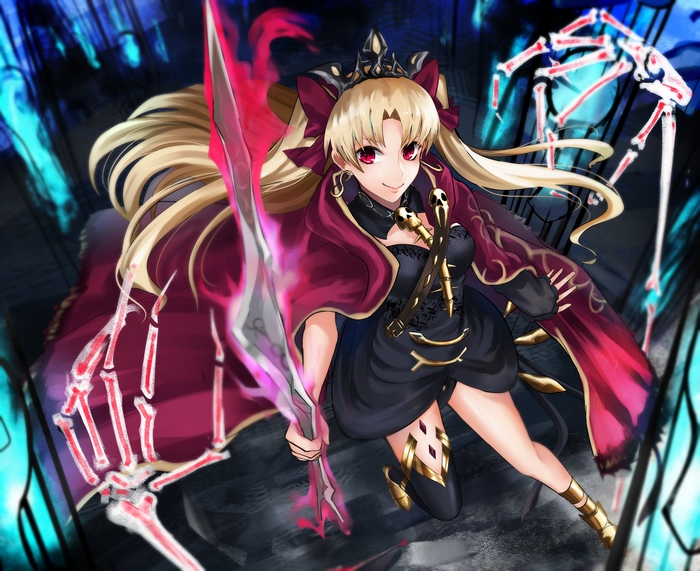 Ereshkigal from Fate/Grand Order holding a weapon