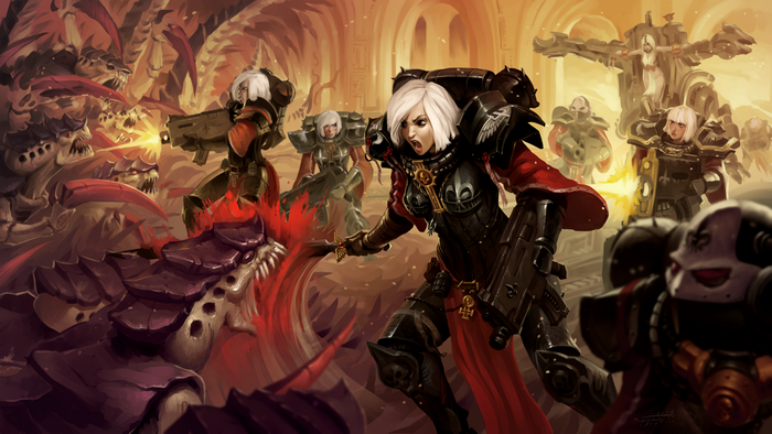 Warhammer Sisters of Battle fighting Tyranids