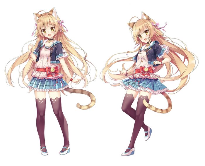 Cat Girl with Blonde Hair and Yellow Eyes
