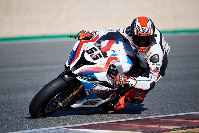 BMW S1000RR motorcycle racer on track