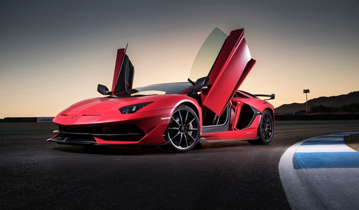 Lamborghini Aventador SVJ on a Racetrack