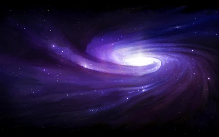 Purple spiral galaxy with stars