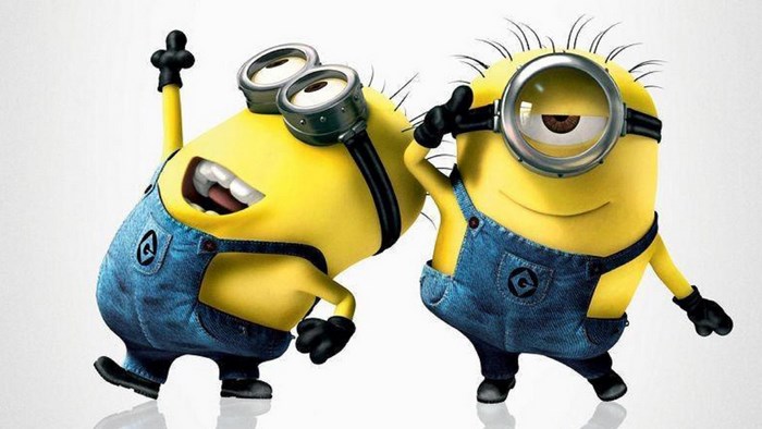 Cheerful Minions in Overalls Dancing
