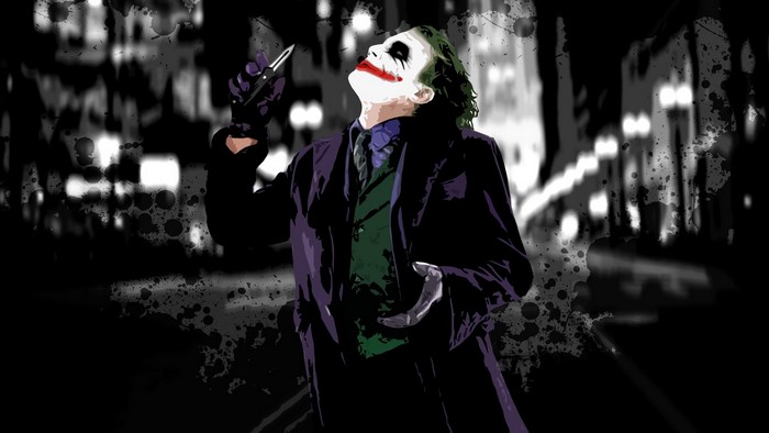 The Joker holding a knife