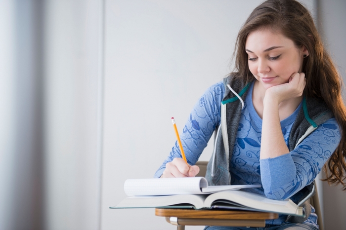 Girl studying at a desk