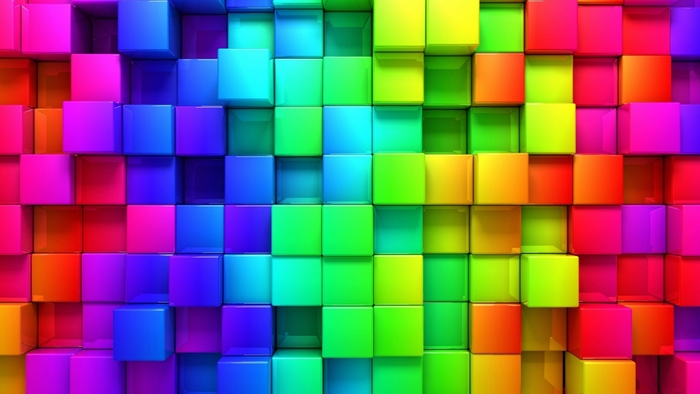 Vibrant 3D Colorful Cubes in Rainbow Gradient