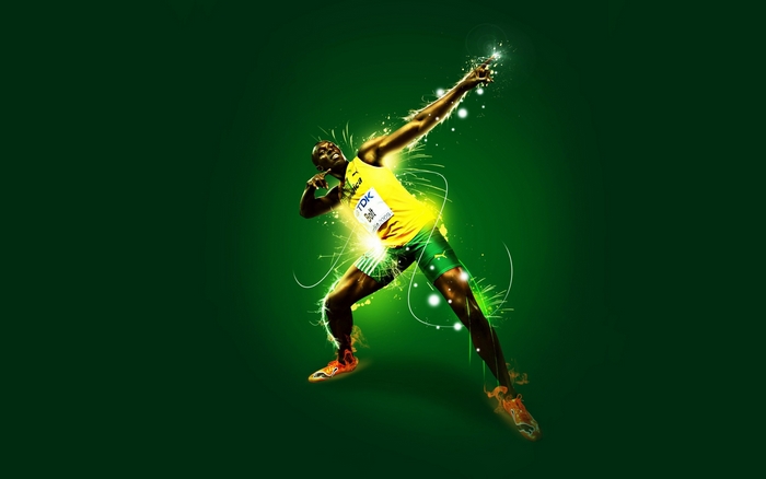Usain Bolt from Jamaica in motion