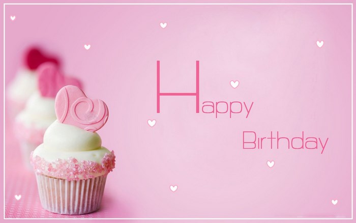 Happy Birthday cupcakes with heart decorations