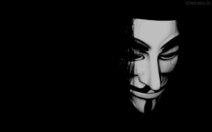 Anonymous mask on black background