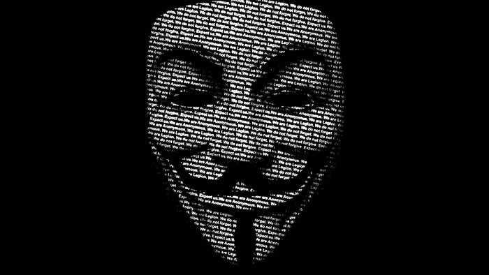 Anonymous Guy Fawkes mask with text