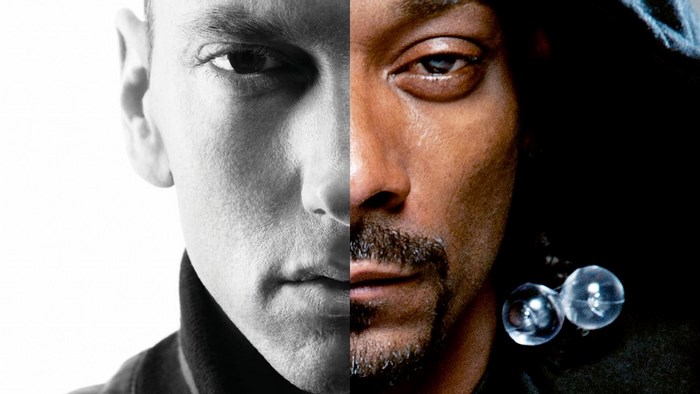 Eminem and Snoop Dogg split portrait
