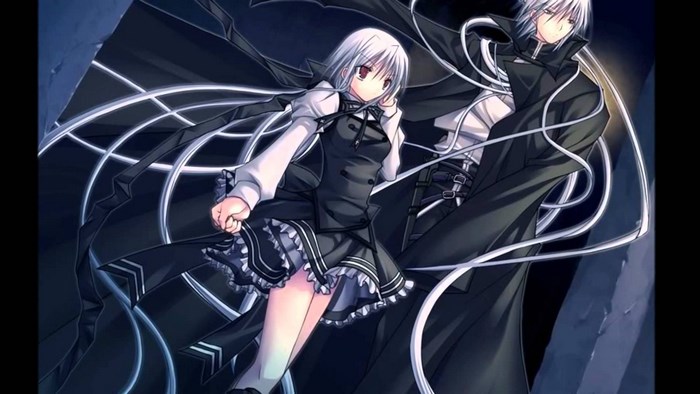 Anime girl and man with white hair