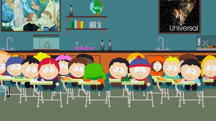 South Park Classroom Scene with Students Seated