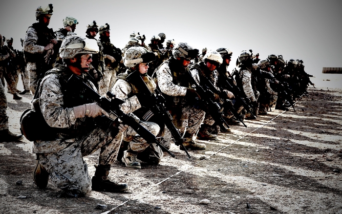 US Army Soldiers in Tactical Formation