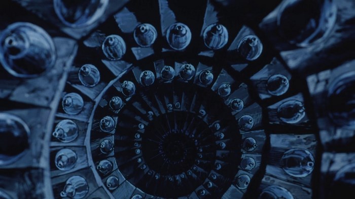 Spiral structure with glowing orbs