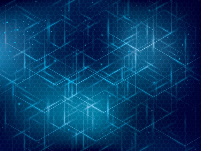 Abstract blue digital network with hexagons