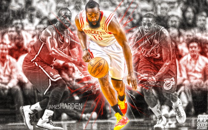 James Harden and other NBA players on court