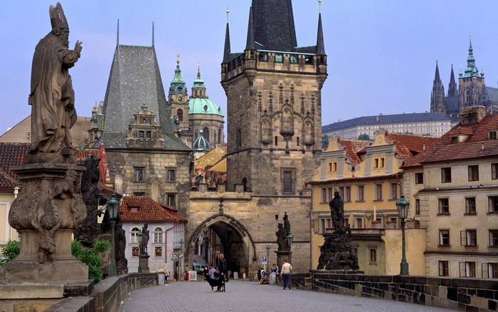 Charles Bridge towers and statues, Prague