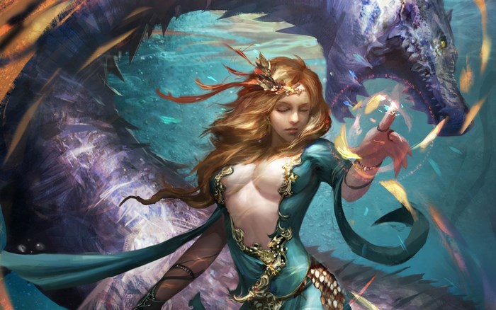 Woman and Dragon from Legend of the Cryptids