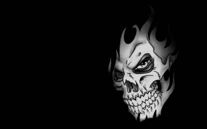 Skull with flames