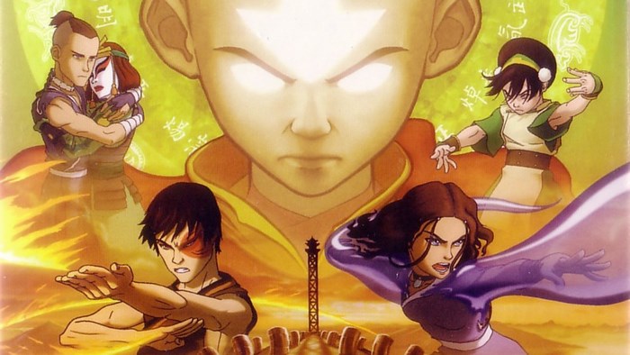 Avatar The Last Airbender characters Aang, Zuko, Katara, Sokka, Toph, and Yue