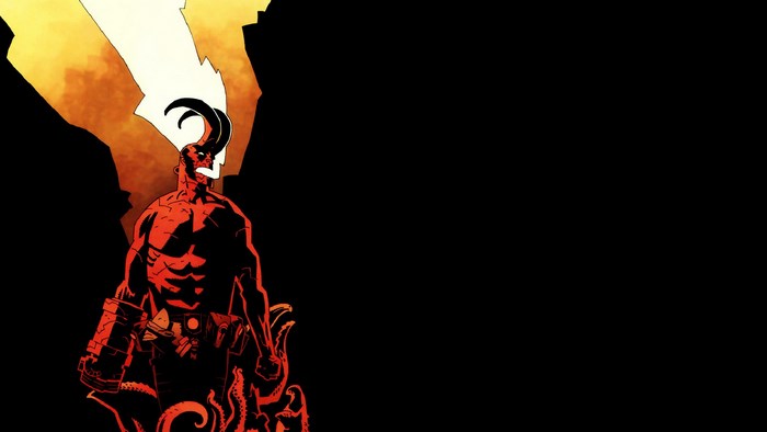 Hellboy with horns and tentacles