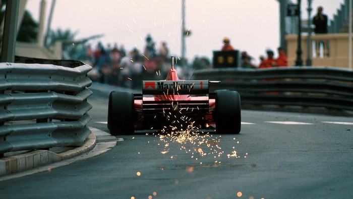 Ferrari F1 car sparks on track