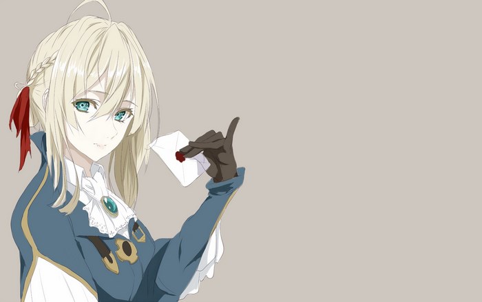 Violet Evergarden holding a letter