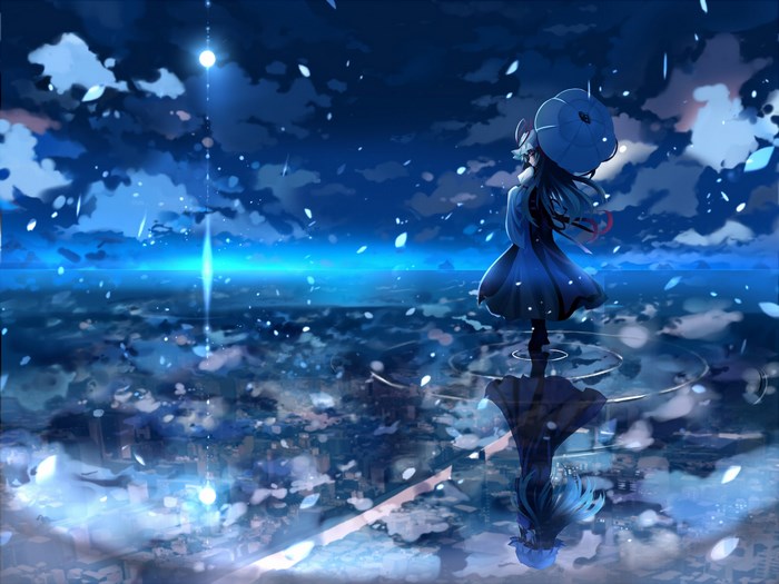Touhou Project: Girl with Umbrella in Water