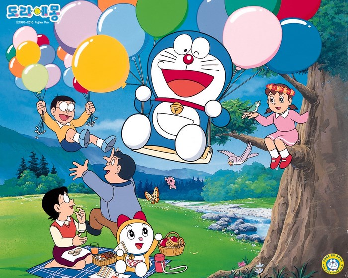 Doraemon and Friends Enjoying Balloon Ride
