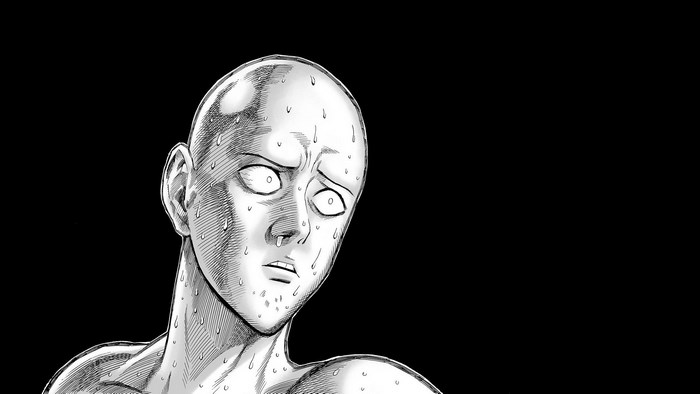 Saitama sweating from One Punch Man