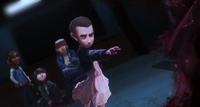 Eleven and friends from Stranger Things