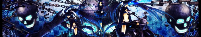 Black Rock Shooter and Dead Master with Chains and Skulls