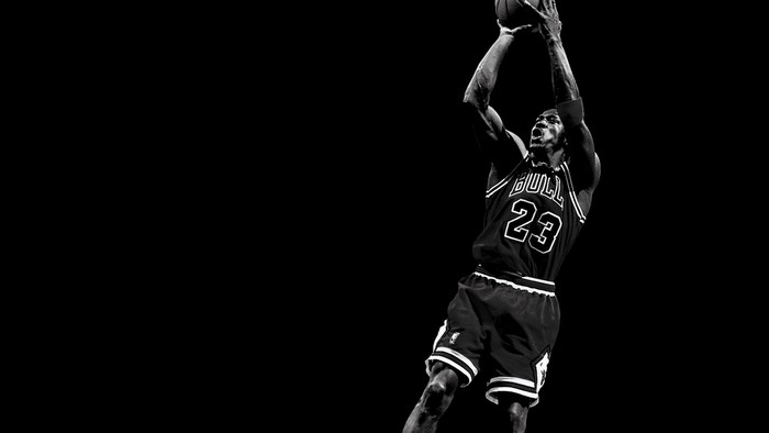 Michael Jordan Jump Shot in Black and White