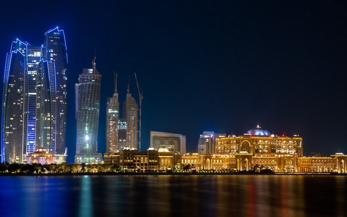 Abu Dhabi skyline at night