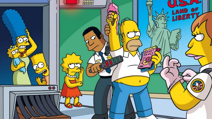 The Simpsons at Airport Security Check