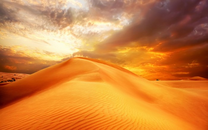 Desert dunes at sunset
