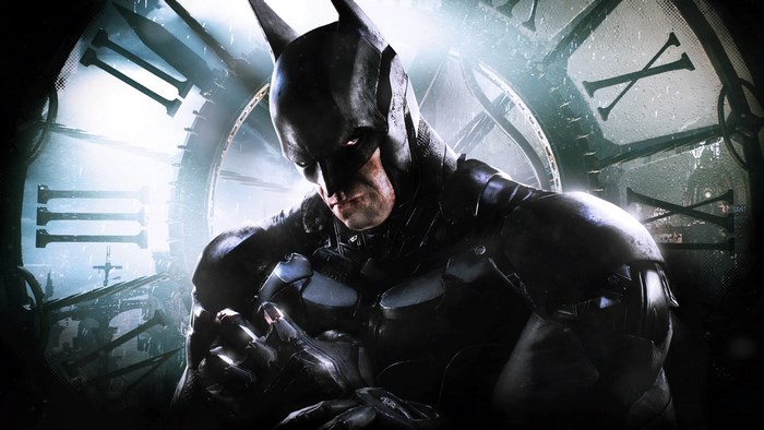 Batman in Dark Armor with Clock Background