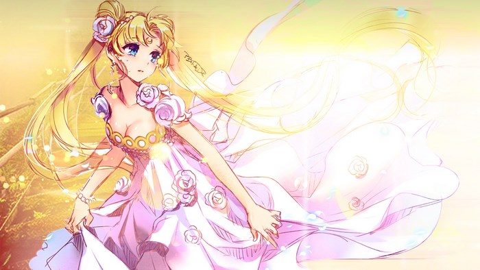 Sailor Moon in a floral dress