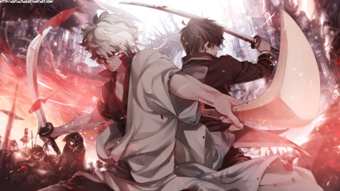 Gintama Characters in Intense Battle Stance