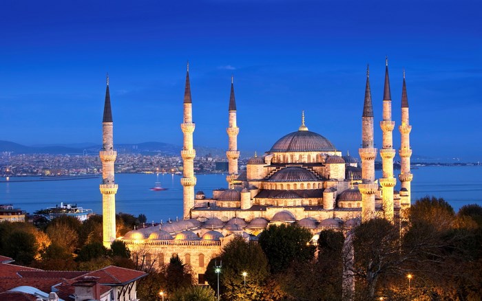 The Blue Mosque in Istanbul at Dusk