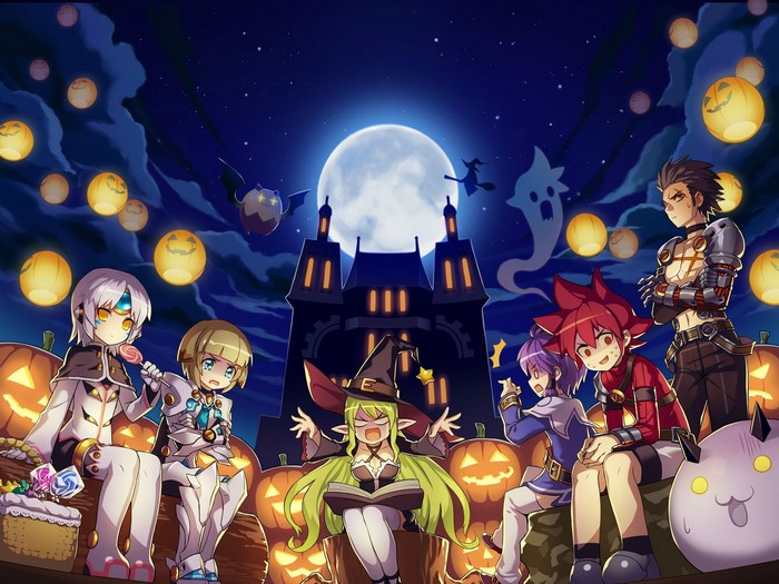 Elsword characters celebrating Halloween