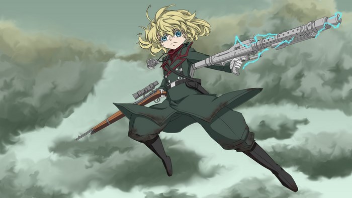 Tanya von Degurechaff from Youjo Senki with weapons