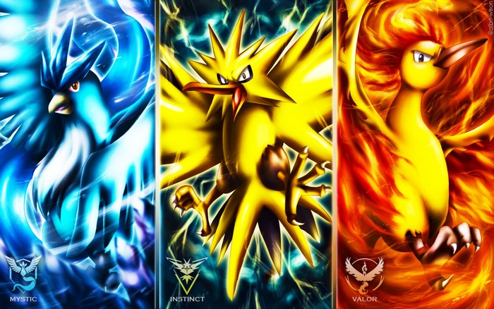Articuno, Zapdos, and Moltres from Pokemon Go