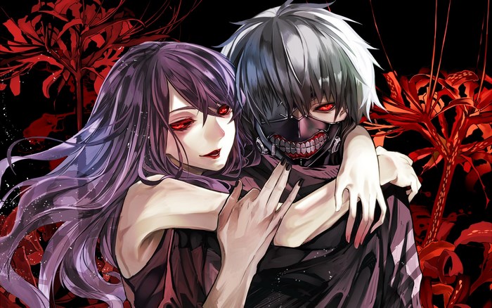 Touka Kirishima and Ken Kaneki from Tokyo Ghoul