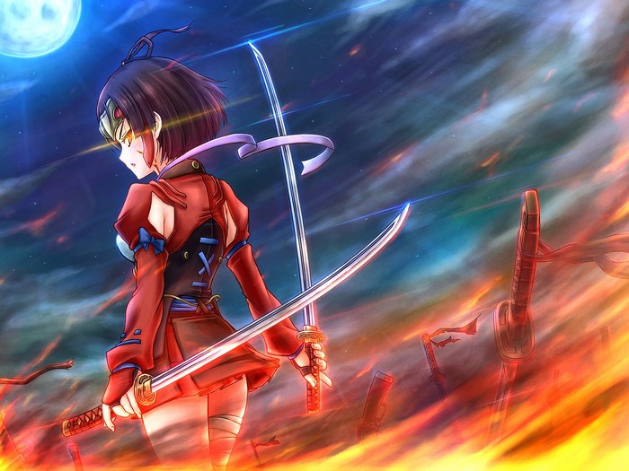 Ikoma from Kabaneri of the Iron Fortress with swords