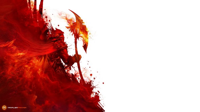 Warrior with flaming axe from Dragon Age