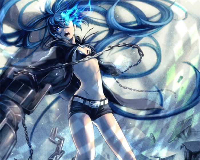 Black Rock Shooter with blue flames